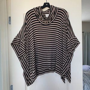 Turtle Neck Tan & Black Striped Shirt